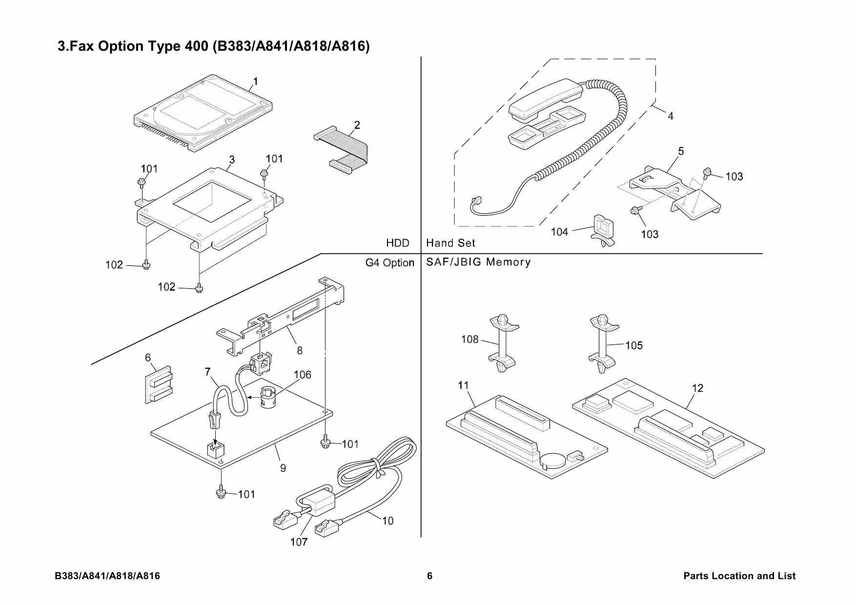 RICOH Options B383 FAX-OPTION-TYPE Parts Catalog PDF download-3